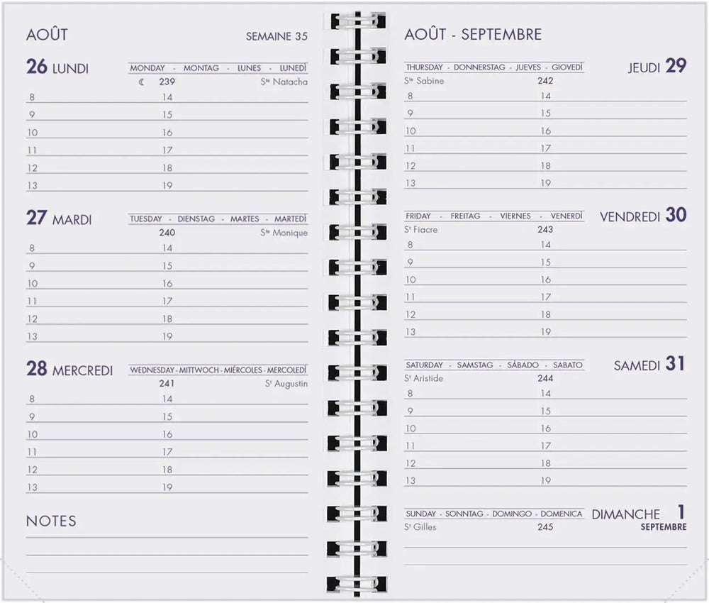 AGM Agenda Moderne Recharge Spiralée Hebdoplan - Semainier - Tranche Blanche-Recharge Agenda-Agenda Moderne-Papeterie du Dôme