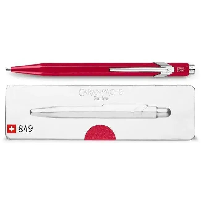 CA 849 Pop Line Metal-X Stylo Bille avec Étui-Stylo Bille-Caran d'Ache-Rouge-Papeterie du Dôme