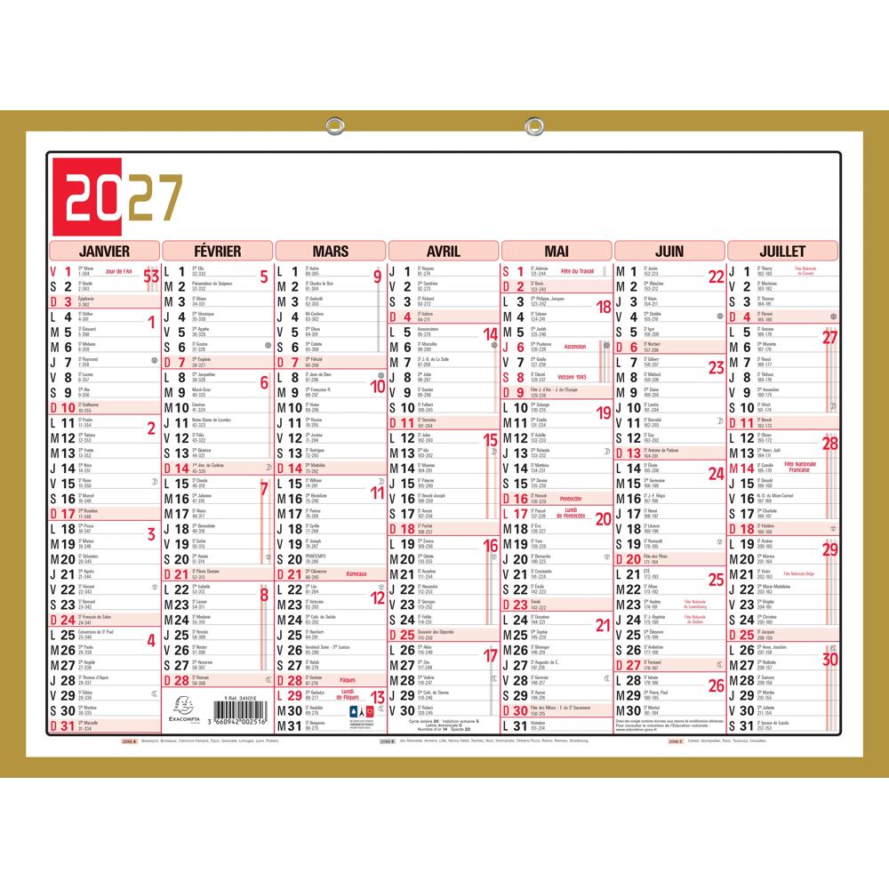 EXA Calendrier Mémento Tricolore 43x33-Calendrier-Exacompta-Papeterie du Dôme