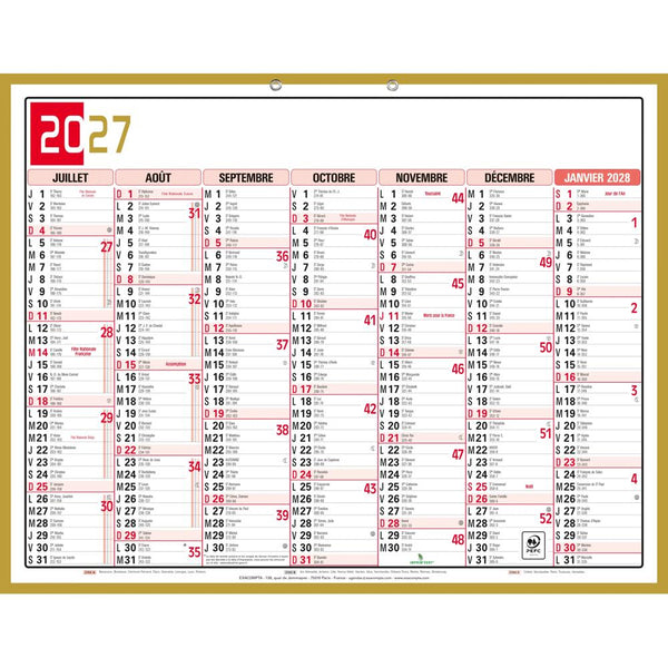 EXA Calendrier Mémento Tricolore 43x33-Calendrier-Exacompta-Papeterie du Dôme
