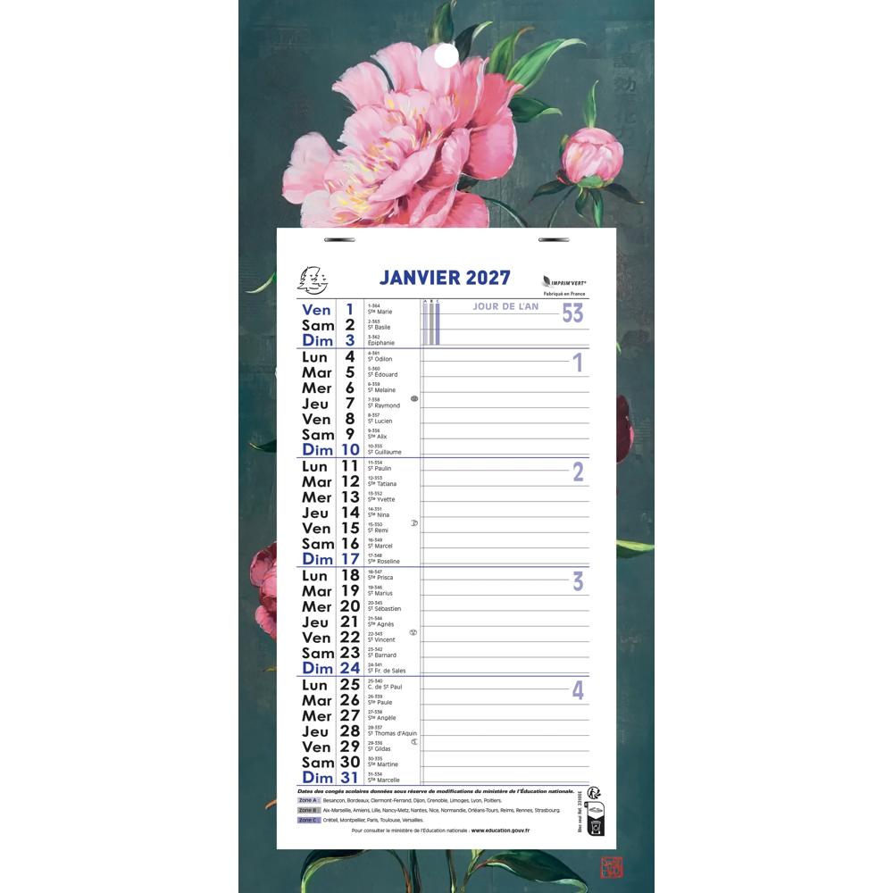 EXA Calendrier Mensuel Support Fleurs 16x33-Calendrier-Exacompta-Papeterie du Dôme