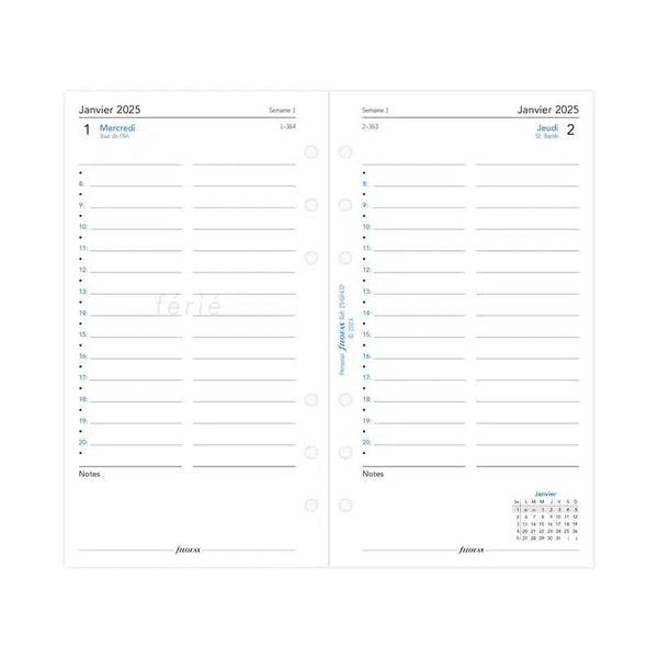 FFX Personal Agenda Jour par Page - français-Recharge Agenda-Filofax-Papeterie du Dôme