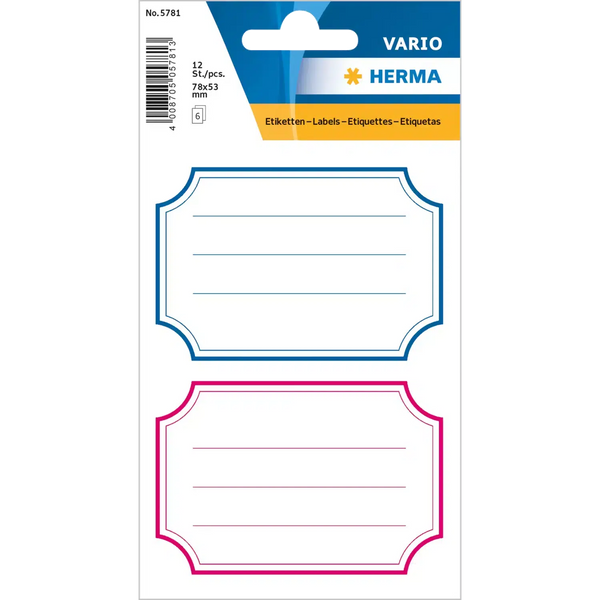 HRM Etiquettes Scolaires-Étiquettes-Herma-Bleu / Rouge-Papeterie du Dôme