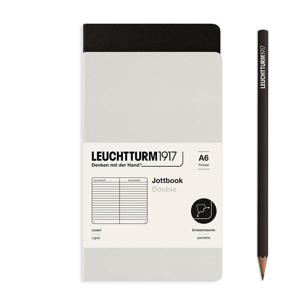 LCHT A6 Jottbook double pack-Carnet-Leuchtturm 1917-Light Grey et Noir-A6-Ligné-Papeterie du Dôme