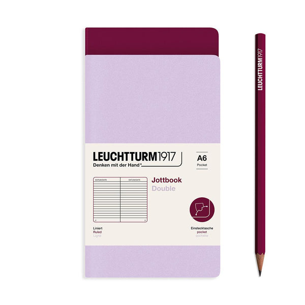 LCHT A6 Jottbook double pack-Carnet-Leuchtturm 1917-Lilac et Port Red-A6-Ligné-Papeterie du Dôme