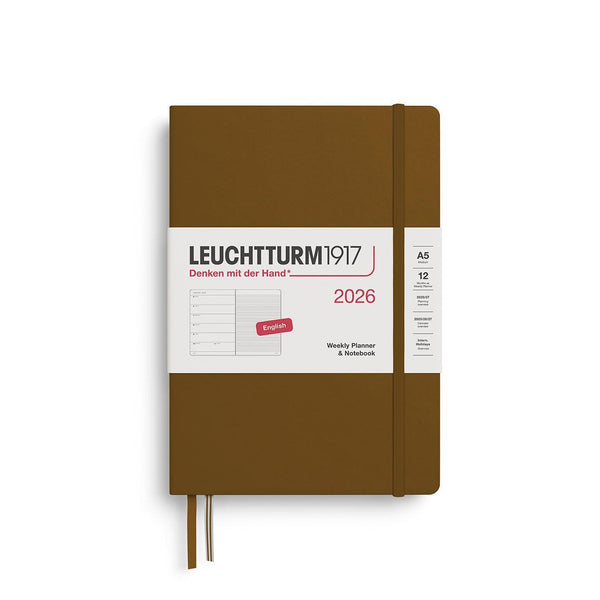 LCHT Agenda A5 Semainier & Carnet Ligné Rigide en Anglais-Agenda-Leuchtturm 1917-2026-Spice brown-A5-Papeterie du Dôme