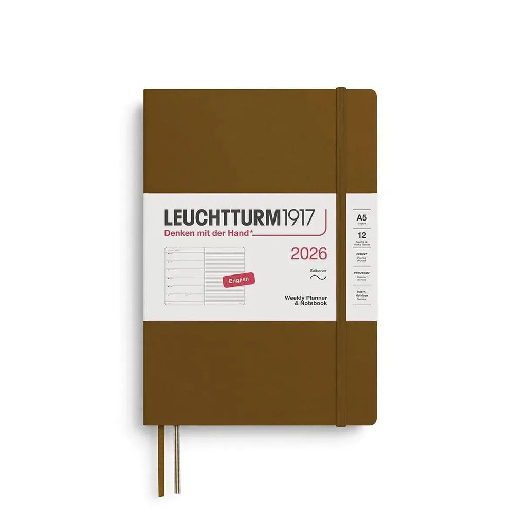 LCHT Agenda A5 Semainier & Carnet Ligné Souple - Anglais-Agenda-Leuchtturm 1917-2026-Spice brown-A5-Papeterie du Dôme