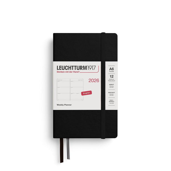 LCHT Agenda A6 Semainier Rigide - Anglais-Agenda-Leuchtturm 1917-2026-Noir-A6-Papeterie du Dôme