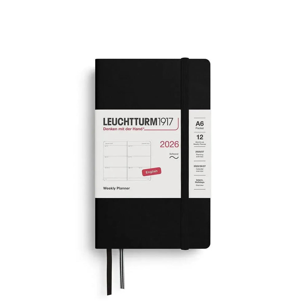 LCHT Agenda A6 Semainier Souple - Anglais-Agenda-Leuchtturm 1917-2026-Noir-A6-Papeterie du Dôme