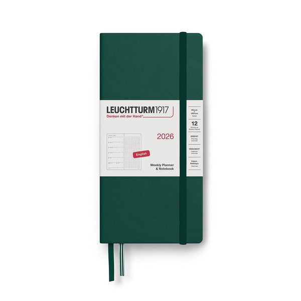 LCHT Agenda Wallet Semainier & Carnet Pointillés Rigide - Anglais-Agenda-Leuchtturm 1917-2026-Forest green-A5-Papeterie du Dôme