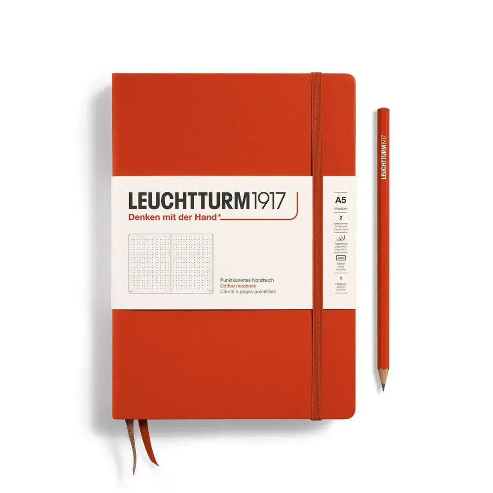 LCHT Carnet A5 Rigide Dots Pointillés-Carnet-Leuchtturm 1917-Fox Red-A5-Dots-Papeterie du Dôme
