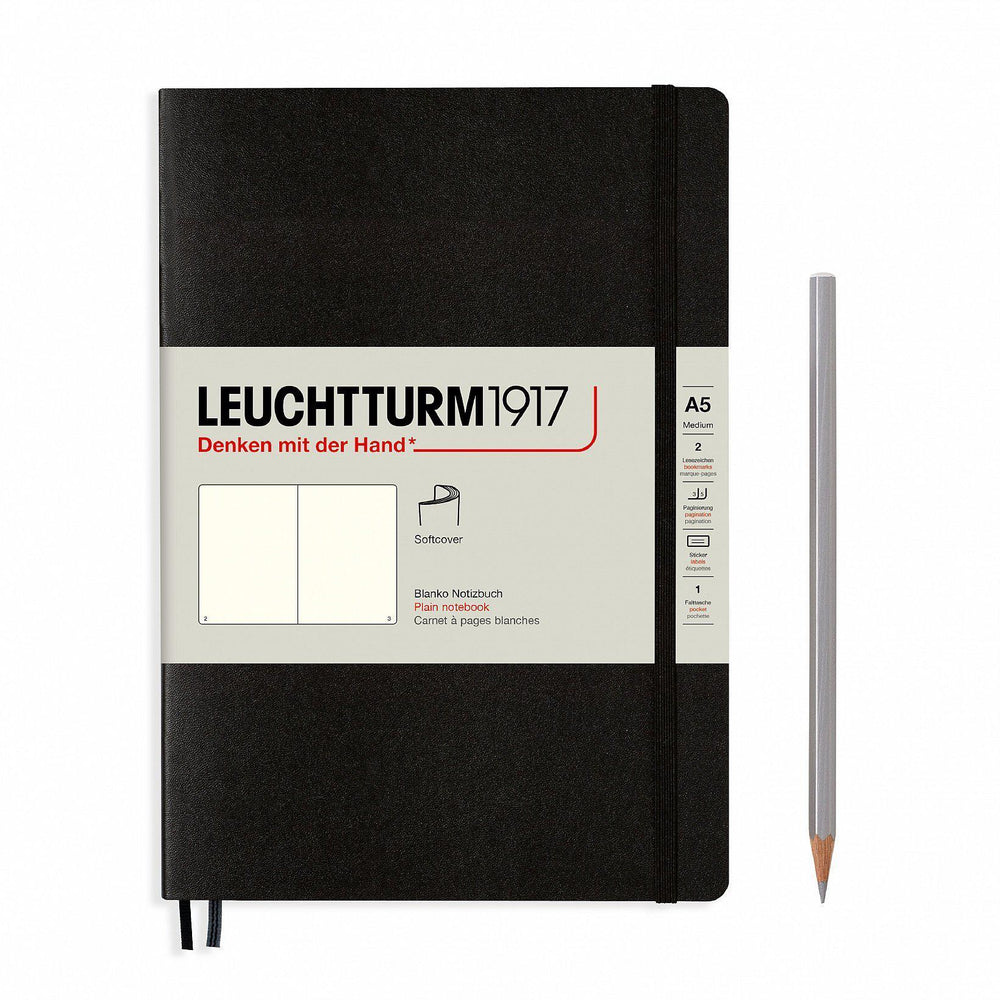 LCHT Carnet A5 Souple Blanc-Carnet-Leuchtturm 1917-Noir-A5-Blanc-Papeterie du Dôme