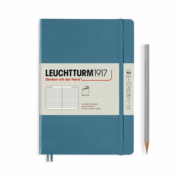 LCHT Carnet A5 Souple Ligné-Carnet-Leuchtturm 1917-Bleu Pierre-A5-Ligné-Papeterie du Dôme