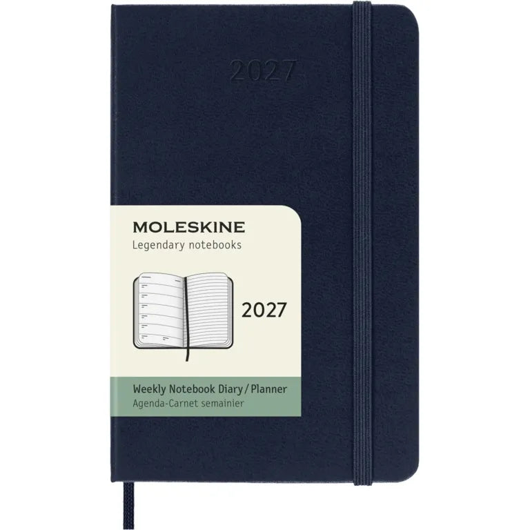 MSK Agenda Semainier & Carnet Rigide 12 mois-Agenda-Moleskine-2027-Bleu saphir-Pocket 9x14-Papeterie du Dôme