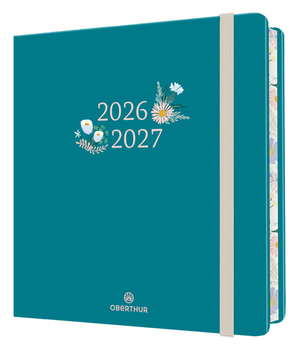 OBE Agenda Semainier Scolaire Carré Tivoli-Agenda-Oberthur-2026-2027-Bleu canard-Papeterie du Dôme