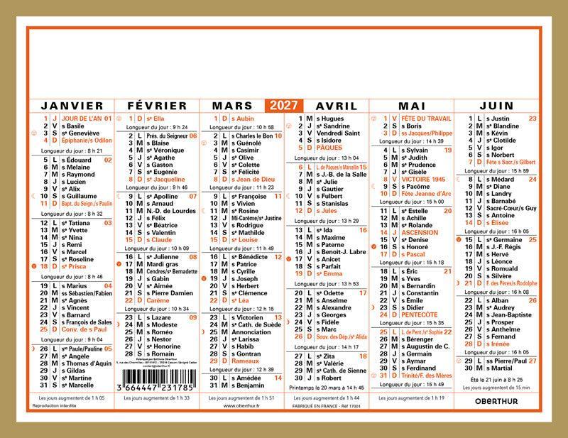 OBE Calendrier Classic 12,5x17-Calendrier-Oberthur-Papeterie du Dôme