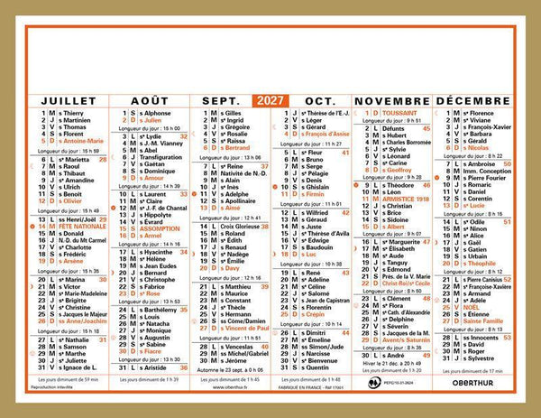 OBE Calendrier Classic 12,5x17-Calendrier-Oberthur-Papeterie du Dôme