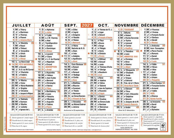 OBE Calendrier Classic 27x21-Calendrier-Oberthur-Papeterie du Dôme