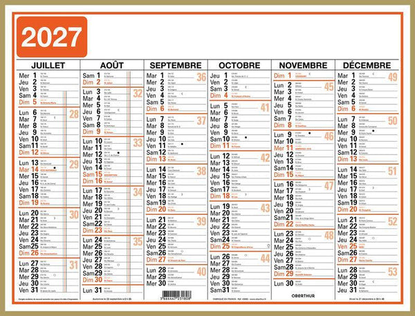 OBE Calendrier Classic 43x33,5-Calendrier-Oberthur-Papeterie du Dôme