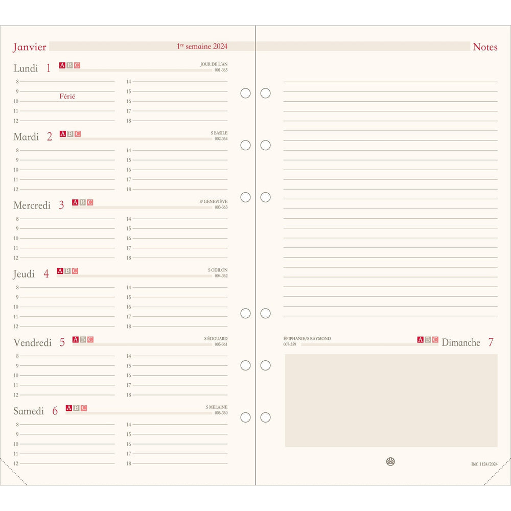 OBE Recharge Agenda Format 17 Semainier Horizontal-Recharge Agenda-Oberthur-2027-Papeterie du Dôme