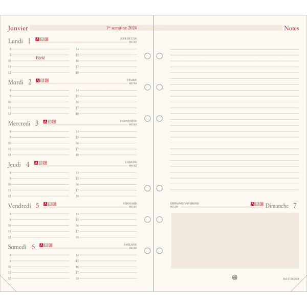 OBE Recharge Agenda Format 17 Semainier Horizontal-Recharge Agenda-Oberthur-2027-Papeterie du Dôme