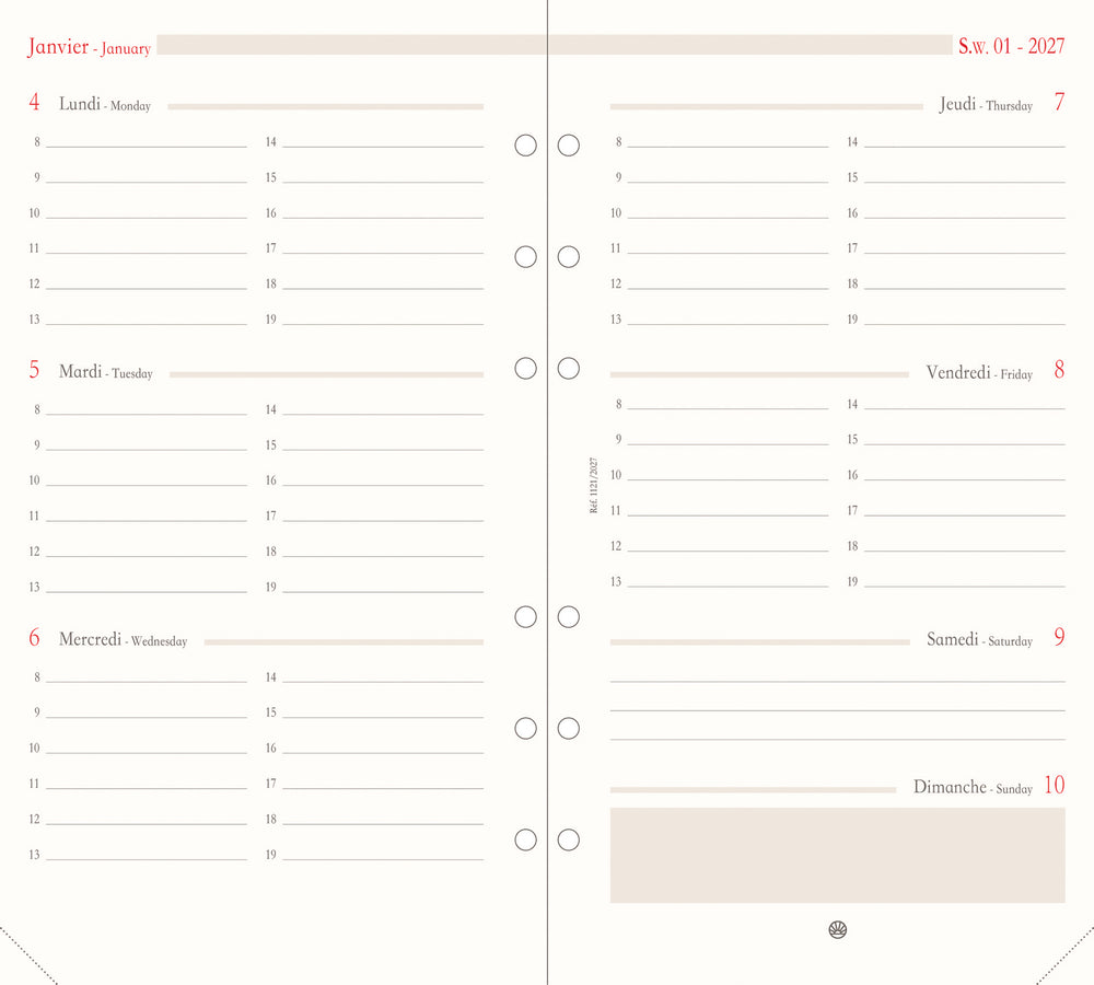 OBE Recharge Agenda Format 17 Semainier Horizontal-Recharge Agenda-Oberthur-Papeterie du Dôme