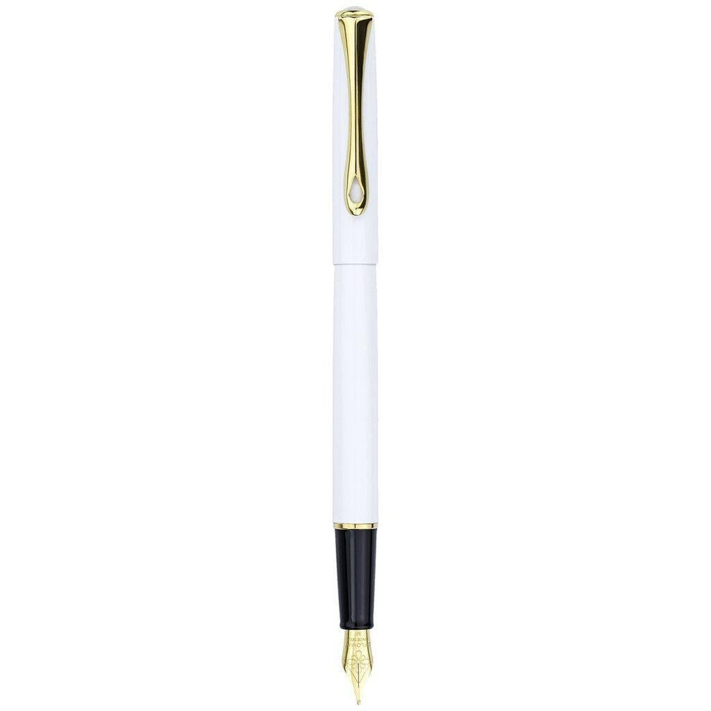 Stylo Plume Diplomat Traveller Snow White Doré - Blanc-Stylo Plume-Diplomat-Papeterie du Dôme