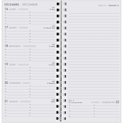 AGM Agenda Moderne Recharge 7+Notes Spirale - Semainier - Tranche Blanche-Recharge Agenda-Agenda Moderne-Papeterie du Dôme