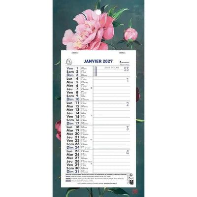 EXA Calendrier Mensuel Fleurs Feuillets Détachables 19x41-Calendrier-Exacompta-Papeterie du Dôme