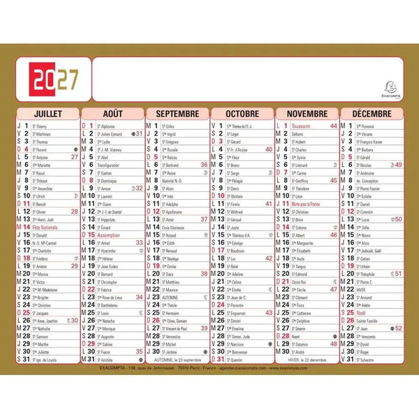 EXA Calendrier Tricolore Neutre 13x17-Calendrier-Exacompta-Papeterie du Dôme