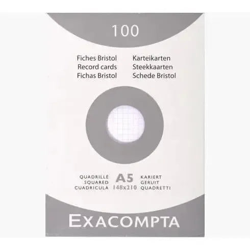 EXA Étui 100 Bristol 148x210-Bristol-Exacompta-Quadrillé 5x5-Papeterie du Dôme