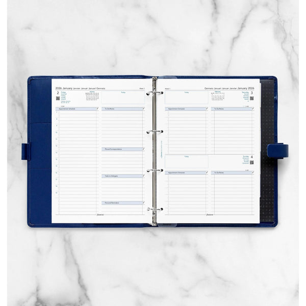 FFX A4 Agenda Business 1Jour/Page 5 Langues avec Heures-Recharge-Filofax-Papeterie du Dôme