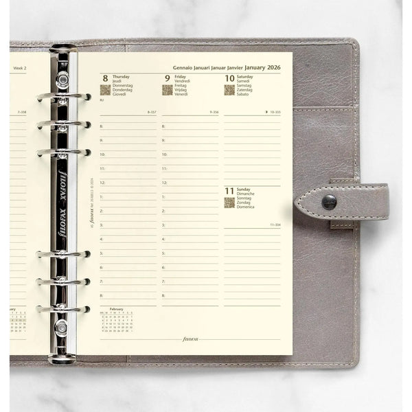 FFX A5 Agenda semaine/2 pages verticale. 5 langues Crème-Recharge Agenda-Filofax-Papeterie du Dôme