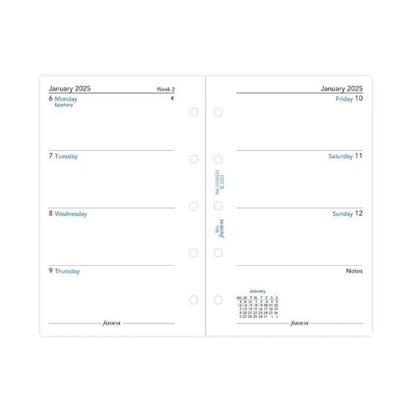 FFX Mini Agenda Semaine/2pages sans heures-Recharge Agenda-Filofax-Papeterie du Dôme