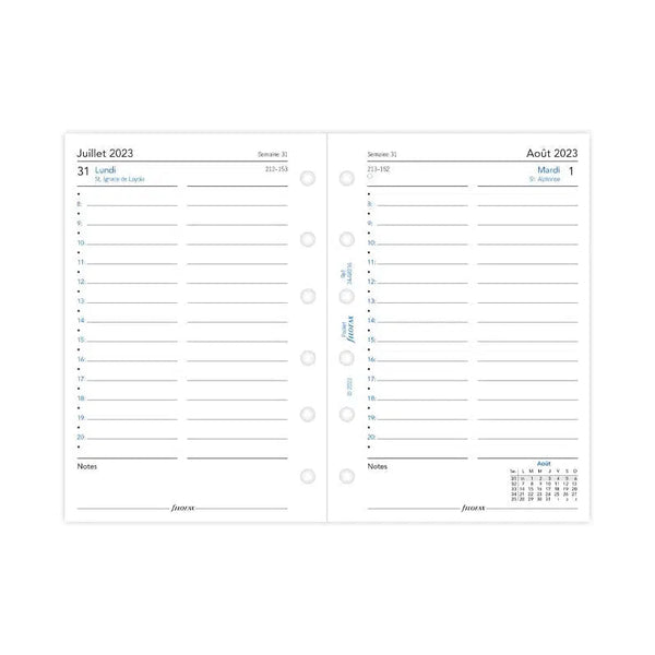 FFX Pocket Agenda Août à Septembre 1Jour/Page-Recharge Agenda-Filofax-Papeterie du Dôme