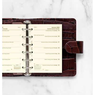 FFX Pocket Agenda semaine/1 page en 4 langues - crème-Recharge-Filofax-Papeterie du Dôme