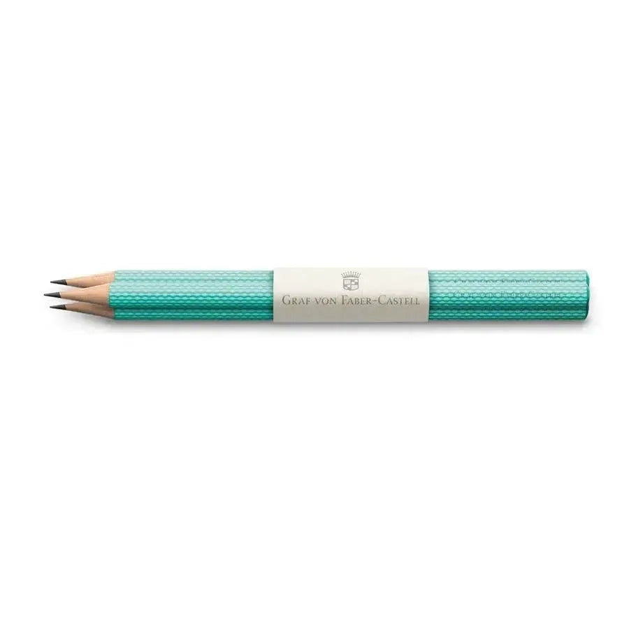 GVFC 3 Crayons Graphite Guillochés-Crayon-Graf von Faber-Castell-Turquoise-Papeterie du Dôme
