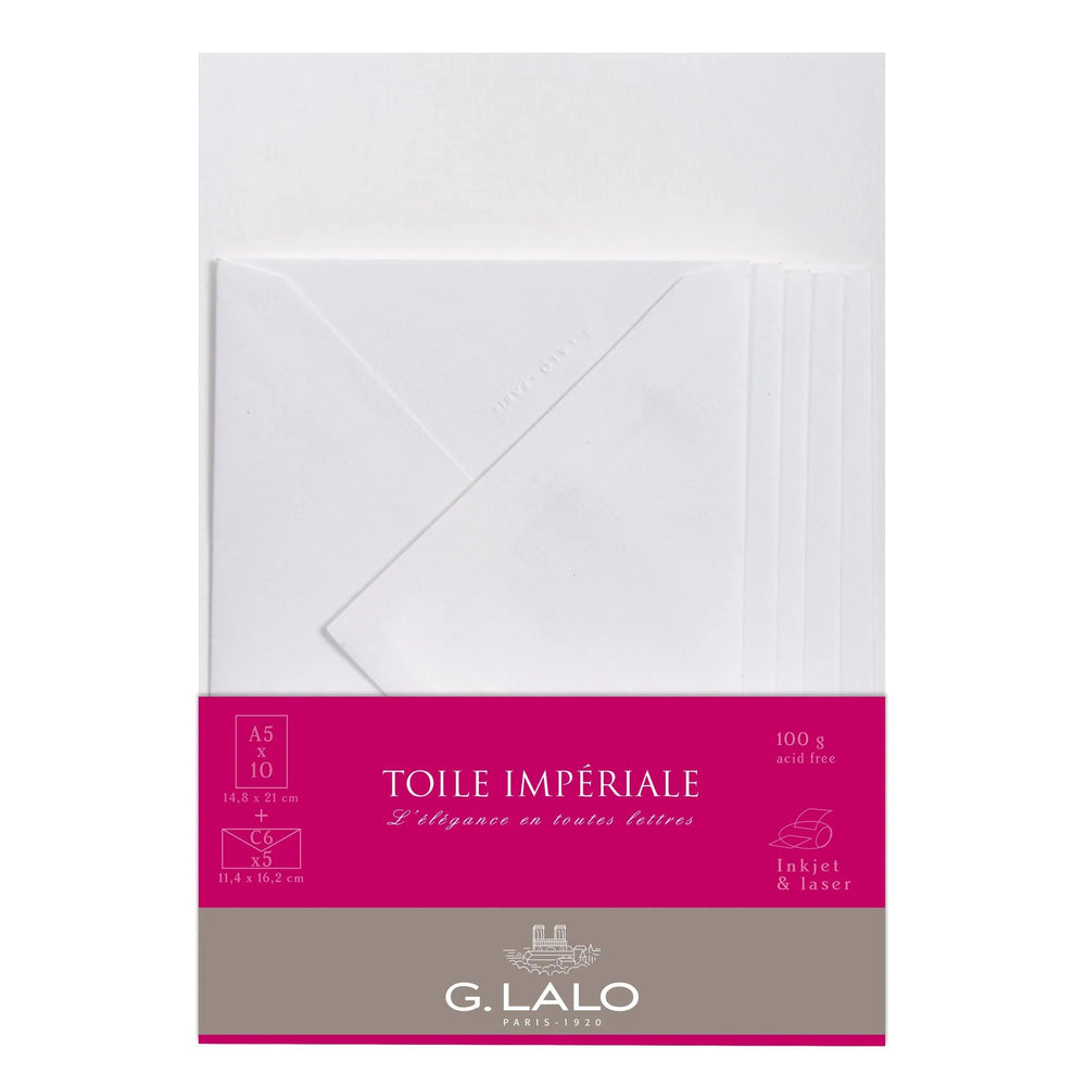 LALO Toile Impériale 10 Feuilles A5 + 5 Enveloppes C6-Correspondance-Lalo-Papeterie du Dôme