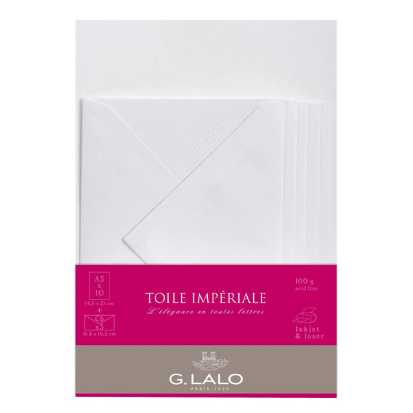 LALO Toile Impériale 10 Feuilles A5 + 5 Enveloppes C6-Correspondance-Lalo-Papeterie du Dôme