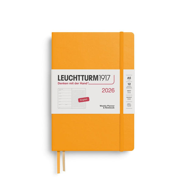 LCHT Agenda A5 Semainier & Carnet Pointillés Rigide - Anglais-Agenda-Leuchtturm 1917-2026-Rising sun-A5-Papeterie du Dôme