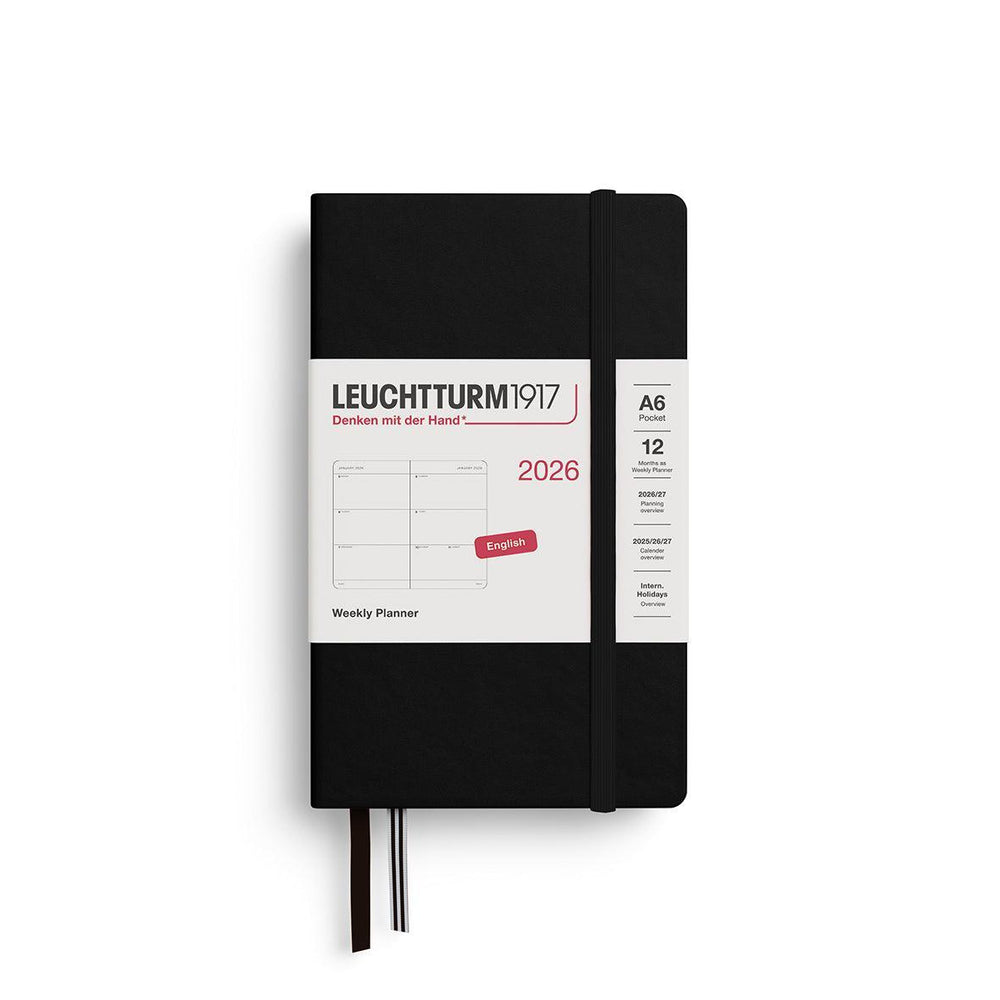 LCHT Agenda A6 Semainier Rigide - Anglais-Agenda-Leuchtturm 1917-2026-Noir-A6-Papeterie du Dôme