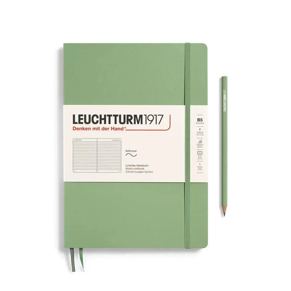 LCHT B5 Souple Ligné-Carnet-Leuchtturm 1917-B5-Ligné-Sauge-Papeterie du Dôme