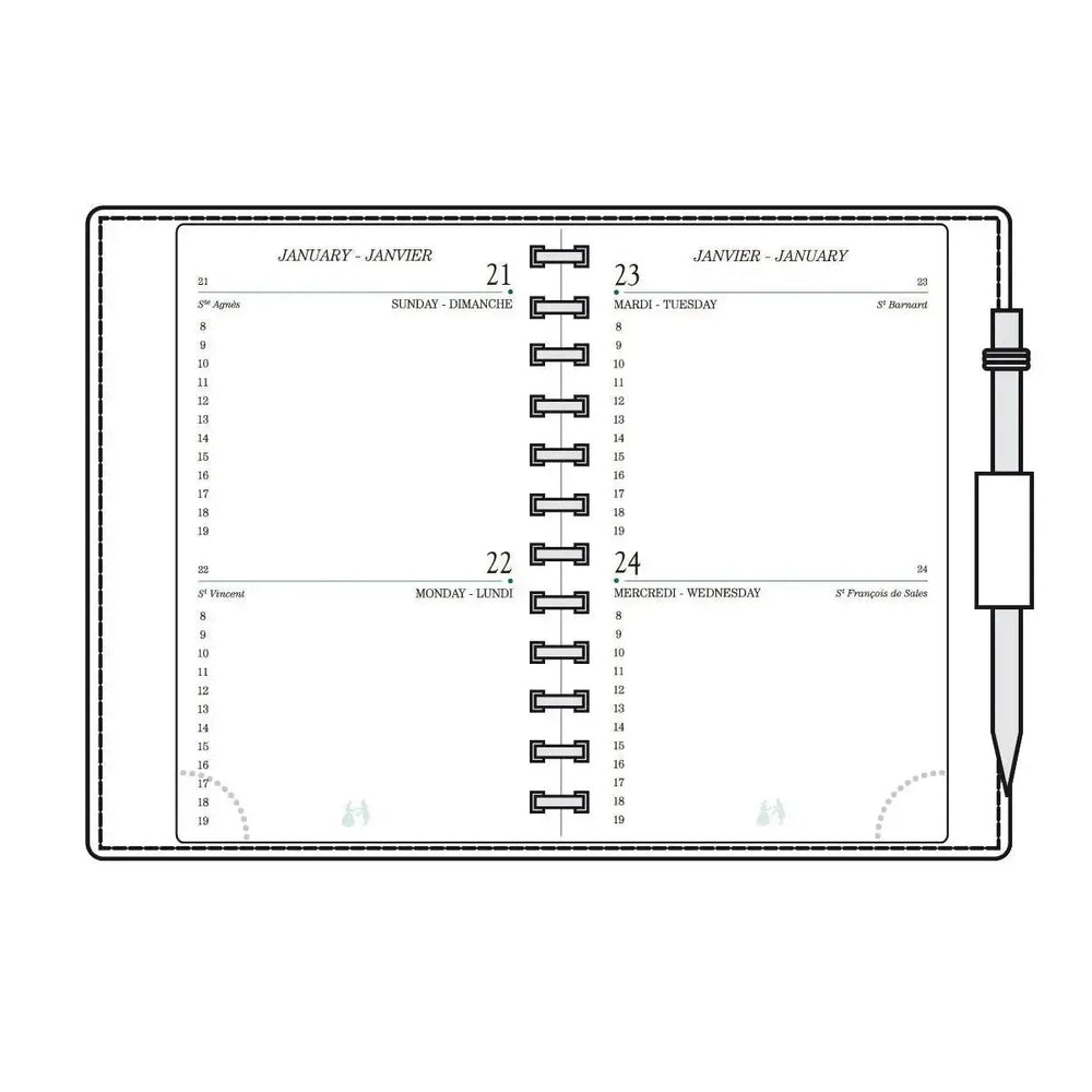 MGN Recharge Agenda AG12R 2Jours/Page Reliure à Glissière avec Répertoire-Recharge Agenda-Mignon-Papeterie du Dôme