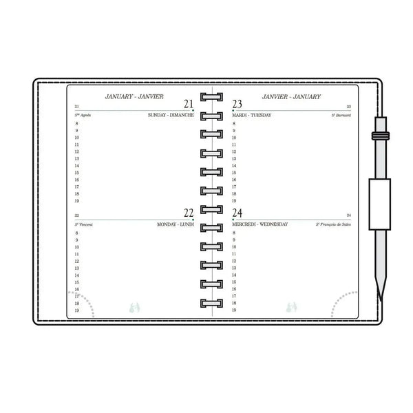 MGN Recharge Agenda AG12R 2Jours/Page Reliure à Glissière avec Répertoire-Recharge Agenda-Mignon-Papeterie du Dôme