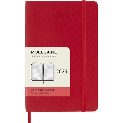 MSK Agenda Journalier Souple 12 mois-Agenda-Moleskine-2026-Rouge-Pocket 9x14-Papeterie du Dôme