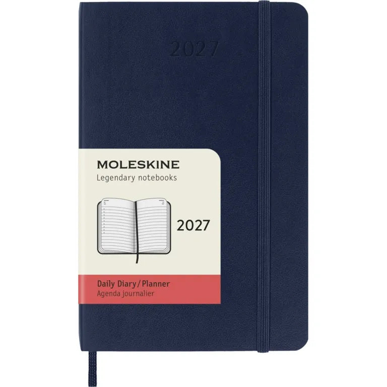 MSK Agenda Journalier Souple 12 mois-Agenda-Moleskine-2027-Bleu saphir-Pocket 9x14-Papeterie du Dôme