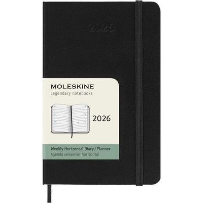 MSK Agenda Semainier Horizontal Rigide 12 mois-Agenda-Moleskine-2026-Noir-Pocket 9x14-Papeterie du Dôme