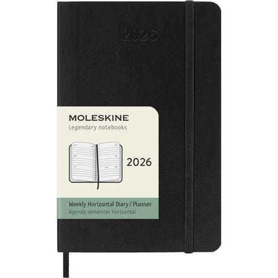 MSK Agenda Semainier Horizontal Souple 12 mois-Agenda-Moleskine-2026-Noir-Pocket 9x14-Papeterie du Dôme