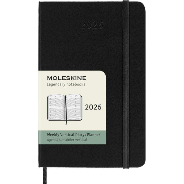MSK Agenda Semainier Vertical Rigide 12 mois-Agenda-Moleskine-2026-Noir-Pocket 9x14-Papeterie du Dôme