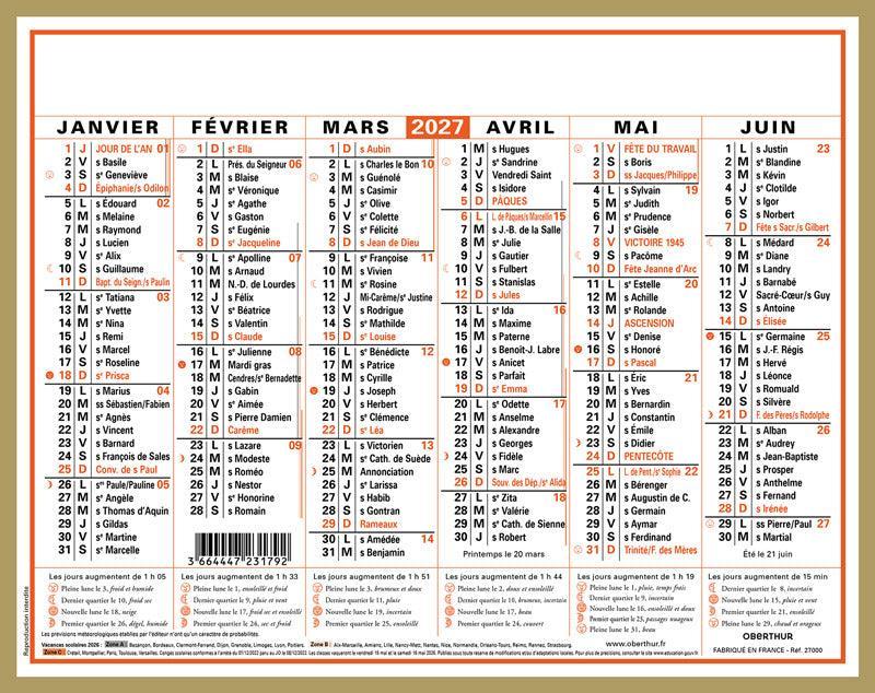 OBE Calendrier Classic 27x21-Calendrier-Oberthur-Papeterie du Dôme